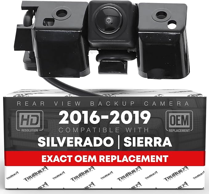 Rear View Backup Camera - Compatible with 2016-2019 Chevrolet Silverado; GMC Sierra 1500 2500 3500 - Reverse Park Assist Camera Replacement - Without EZ-Lift - OEM 84079952, 23244435, 592-056