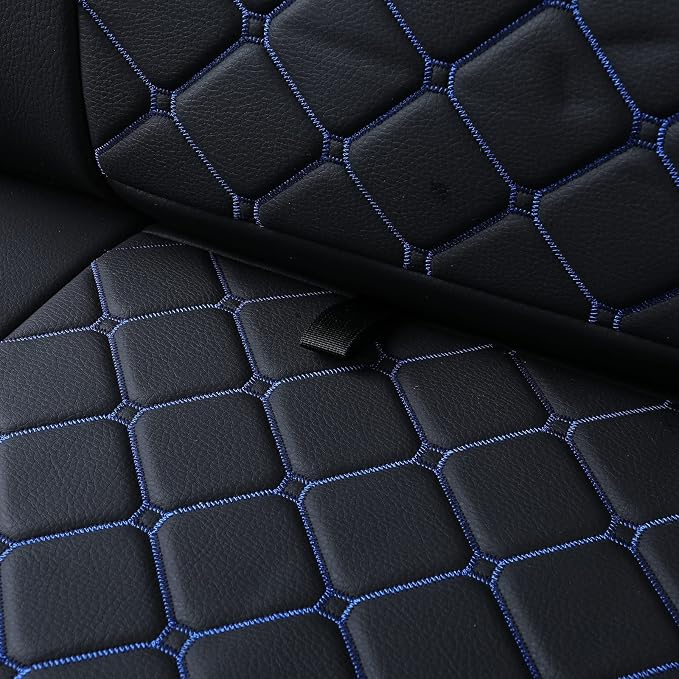 Tomatoman Tacoma Seat Covers Customized for 2005-2025 2026 4Runner Extended SR V6 Pickup Truck, Waterproof Faux Leather Car Cushions(Rear Seat, Black-Blue)