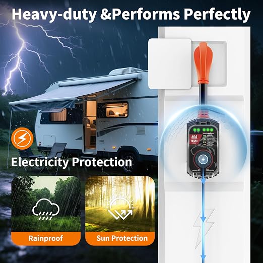 Vehiker 18000 Joules-RV Surge Protector 50 Amp, RV Power Surge Voltage Protection, RV Adapter Plug for Camper, Circuit Analyzer for Travel Trailers with Waterpoof Cover