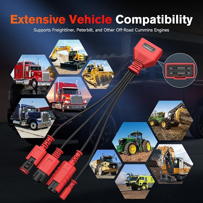 Autel Original MaxiSYS CV Cummins 8Pin Adapter, 8-Pin Off-Highway Vehicle Cable Connector for Cummins Engines, Work with Heavy Duty Truck Scanner Semi Truck Tool MS909CV, MS908CV II, MS908CV, MS906CV