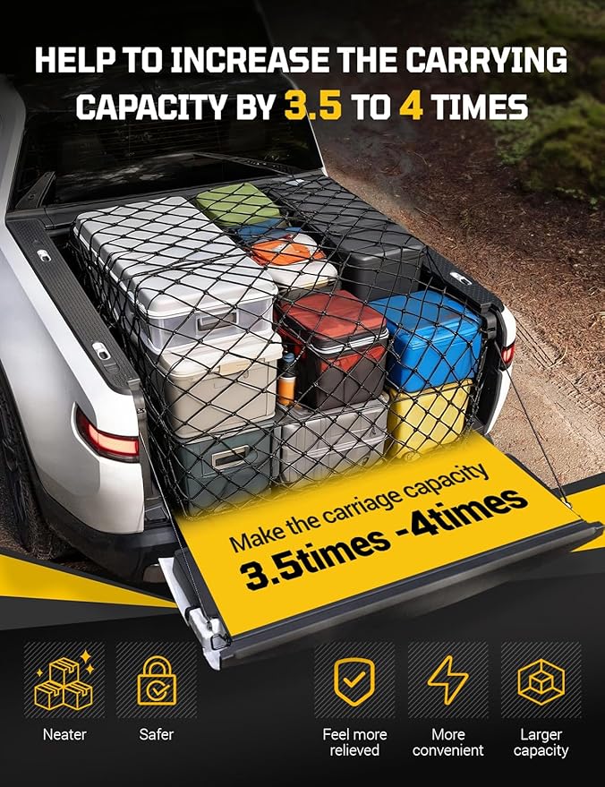 AUTOWN 2 Pack Truck Bed Cargo Net, Heavy Duty & Fine Mesh Bundle
