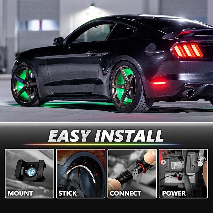 OPT7 Aura Pro Wheel Lights & Grille Lights LED Bundle Kit with App & Remote Control, Multicolor Modes, Music Sync Exterior Decor Accessories for Car Truck RV SUV
