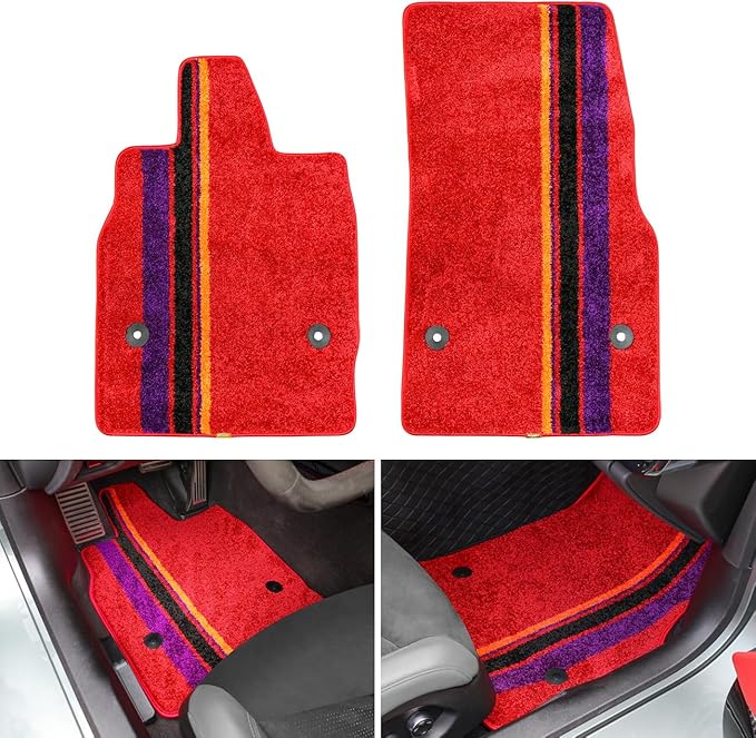 Red Floor Mats Protectors Floor Liners Compatible with for Corvette C8 Coupe 2020-2026 Accessories All Weather Anti-Scratch Wear-Resistant Floor Protection Carpet Foot Pad