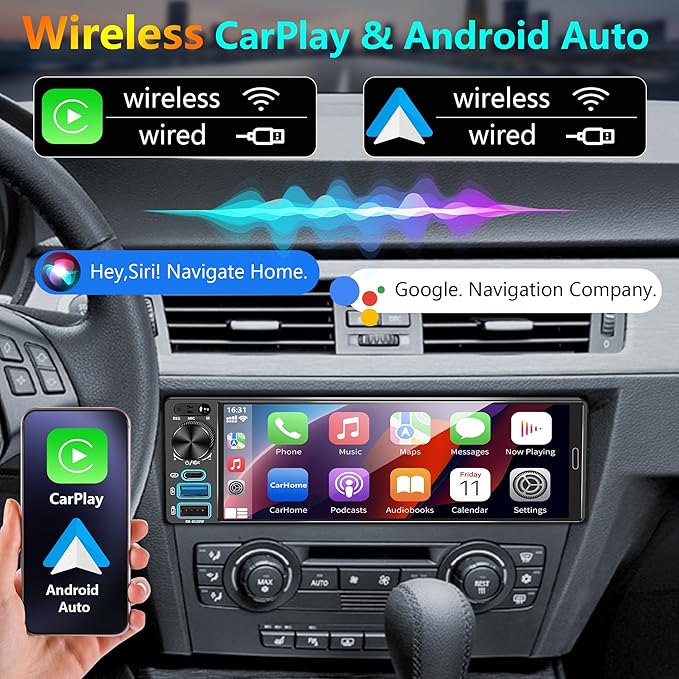 REAKOSOUND Upgrade Your Old Car – 6.5" Single Din Car Stereo with Wireless Apple CarPlay & Android Auto, Bluetooth 6.0, Backup Camera Ready, FM, USB & Type-C, EQ, SWC, MIC