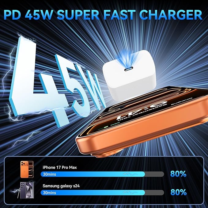 Phone 17 16 Pro Max Charger Fast Charging, 45W Super Fast USB C Charger Block with 12FT Extra Long Fast Charging Cable for 17 16 Pro Max/17 16/16 Plus,15 Pro Max/15 Pro/15, Android Phone