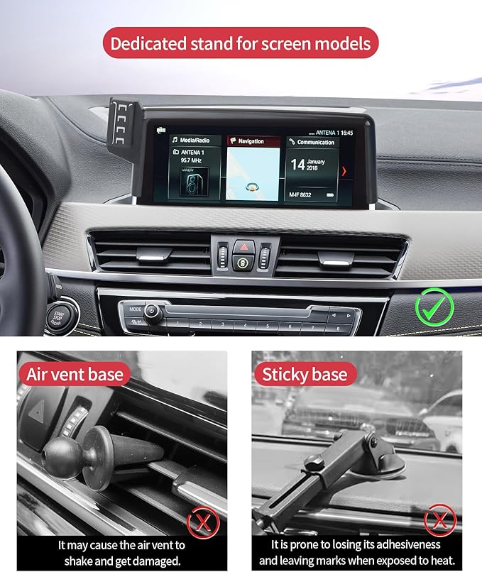 Wireless Charging car Phone Holder for 2016-2022 BMW X1 / 2018-2023 X2 Accessories 8.8-inch Screen Fixed Clip,Non-Obstructing Navigation,MagSafe Compatible, Vibration-Proof, 360° Rotation