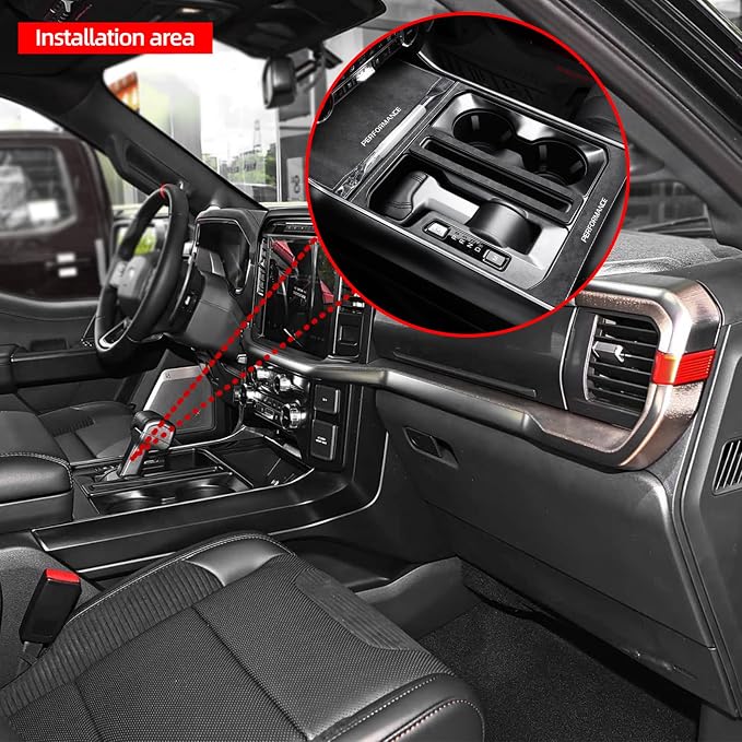 BETTERHUMZ Central Control Gear Shift Panel Cover Sticker Compatible with Ford F150 2021 2022 2023 2024 2025 for Alcantara Carbon Leather Car Interior Accessories (Suede Black)