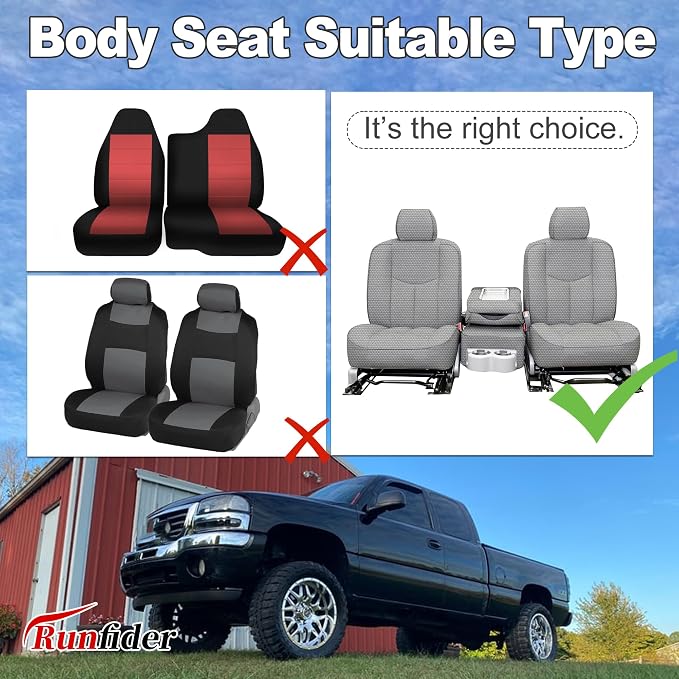 Seat Covers for Chevy Silverado & GMC Sierra 1500 1999 2000 2001 2002 2003 2004 2005 2006 Heavy Duty Cloth Protector Interior Accessories，Waterproof & Machine Washable-Gray (Front)