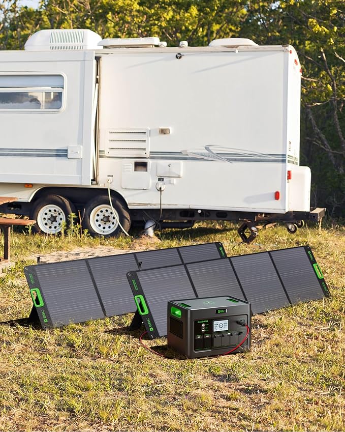 EBL 2400W Portable Power Station with 2x200W Solar Panel (Ship Separately), 1843Wh Solar Generator, LiFePO4 Battery Backup,for RV Trip,Camping,Home Emergency
