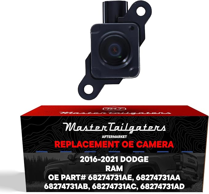 Master Tailgaters Replacement for Dodge Ram (2016-2021) Backup Camera OE Part # 68274731AE, 68274731AA, 68274731AB, 68274731AC, 68274731AD