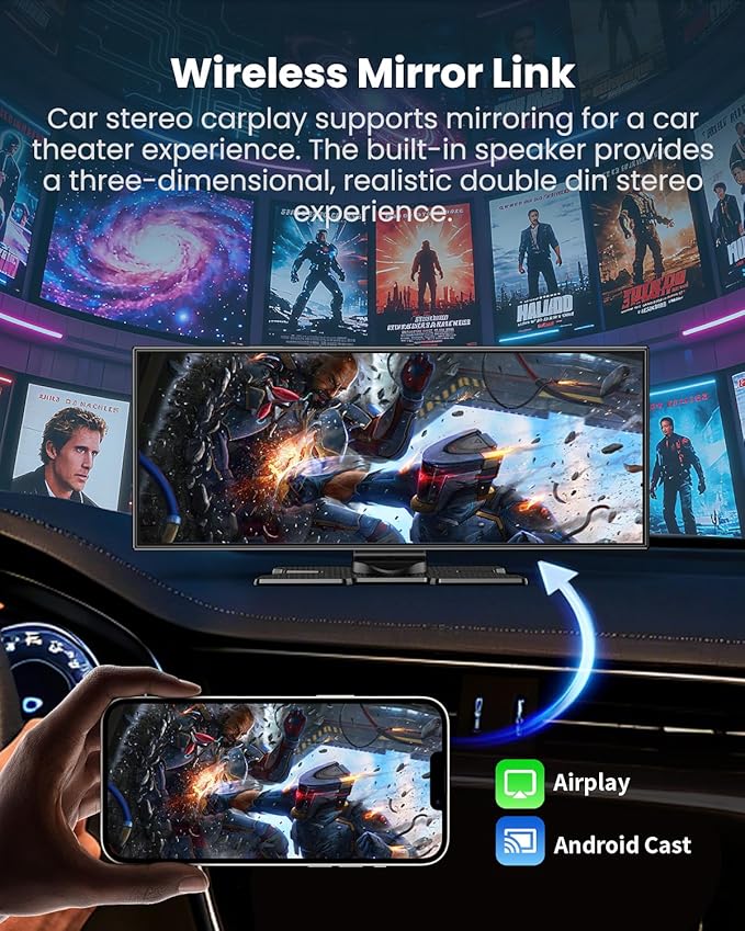 11.5" Largest Wireless Carplay Screen for Car, Portable A pple Carplay & Android Auto Touch Screen, 4K Dash Cam/App Control/1080p Backup Camera/Mirror Link/Voice Control/GPS/Bluetooth,for All Vehicles