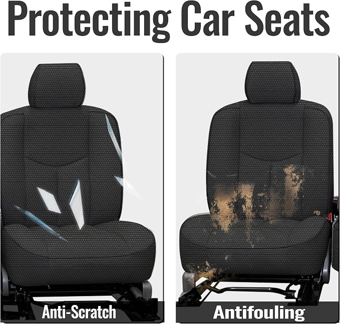 Front Thickened Composite Fabric Seat Covers for Chevy Silverado GMC Sierra 1500 1999-2006 & Classic,Foam-Padded Protection-Black