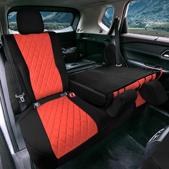 FH Group Custom-Fit Car Seat Covers Specifically Made for 2021-2026 Nissan Rogue, Rear Set Red Ultraflex Neoprene Waterproof Automotive Seat Cover