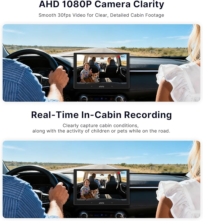 in-Cabin Camera, Forward‑Facing(Rear Cabin Mount) with AHD 1080p, 30fps,Starlight Night Vision,135° Wide-Angle,Loop Recording,Parking Mode,Only Compatible with V10/A7 Series,AC-HN9CBV2