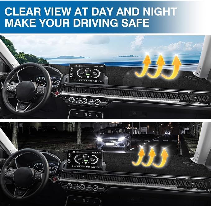 KUST Black Dash Cover for Honda CR-V CRV 2023-2025 2026(with HUD) Polyester Dashboard Cover Non-Slip Interior Accessories for Honda CRV CR-V Custom Fit Dash Mat Sunshade No Glare