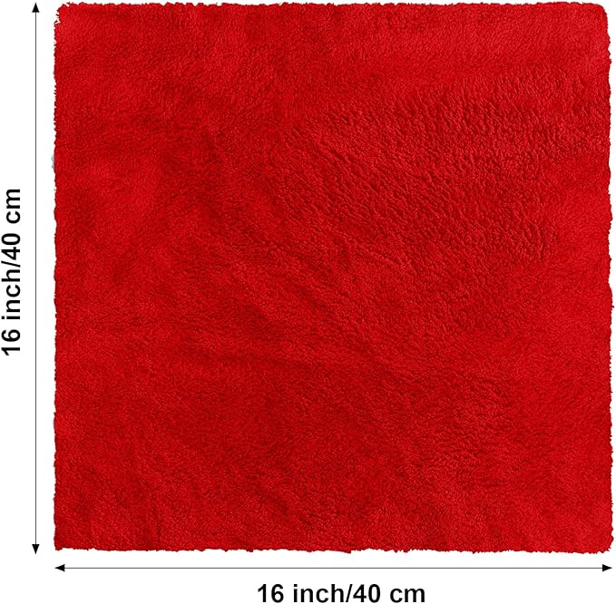 Shimeyao 30 Pcs Edgeless Microfiber Plush Towels for Cars Detailing Drying Wash Polishing Absorbent Cleaning Cloths, 500 GSM (16 x 16 Inch,Red)