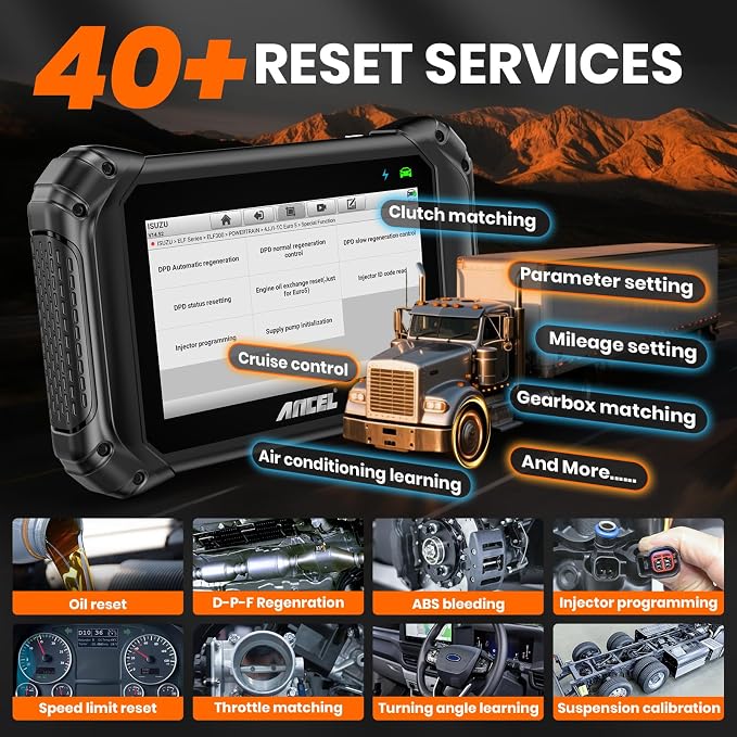 ANCEL V5HD PRO Heavy Duty Truck Scanner, Diesel Diagnostic Tool with DPF Regen & Bi-Directional Control, Full System Scan for Cummins Detroit Caterpillar Volvo Paccar, for Fleets & Truck Owners