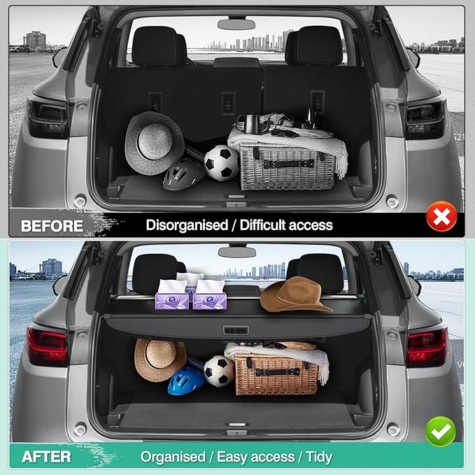 Powerty Retractable Cargo Cover for 2024-2026 Chevy Blazer EV RS AWD(NOT for Blazer)-Canvas Texture Trunk Cover Privacy Screen Rear Security Shade for Blazer EV Accessories