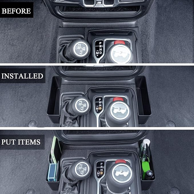 JKCOVER Center Console Gear Shift Organizer Tray and Armrest Organizer Tray Compatible with Jeep Wrangler JL/JLU 2018 2019 2020 2021 2022 and Gladiator JT Truck 2020 2021 2022 Organizer Accessories