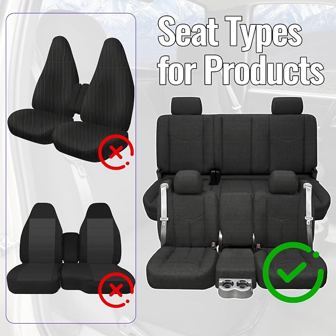 Front and Rear Seat Covers for Chevy Silverado & GMC Sierra 1500 1999-2006 & Classic Composite Sponge Fabric Soft Breathable Comfortable - Black