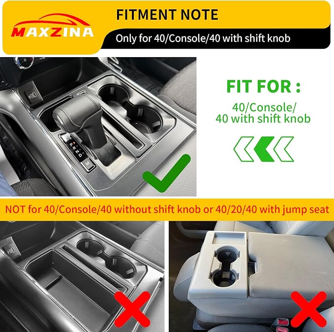 Gear Shift Panel Tray Compatible with 2021-2026 Ford F150 Center Console Storage Gear Shifter Organizer with Cup Holder Insert for 2025 F-150 Accessories (40/Console/40 with Shift Knob ONLY)
