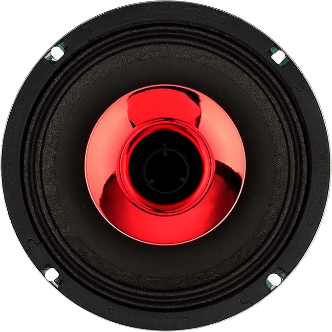 Audiopipe 6.5" Compression Horn Mid-Range Loudspeaker (APMB-628GH-RED), 300W, Built-in Compression Horn Driver, Flat Steel Basket, 2-Way Coaxial, KSV Voice Coil, Grill, Sleek Candy Red
