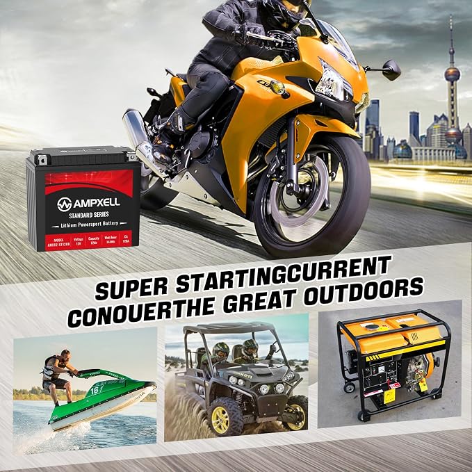 YTX20L-BS Lithium Motorcycle Battery, 12V 12Ah 720 CCA 4.8 lbs Lightweight, Powersports Replacement for ATV UTV Scooter Generator