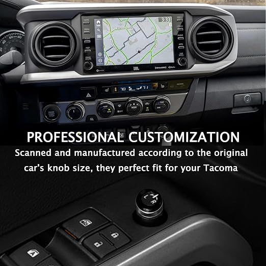 for Toyota Tacoma Accessories 2023 2022 2021 2020 with 8" or 7" Touchscreens Knob Covers - AC Vent Ring Button Knob Covers for Air Conditioner Volume Mirror Push Start Stop Button Trim 12Pcs (Black)