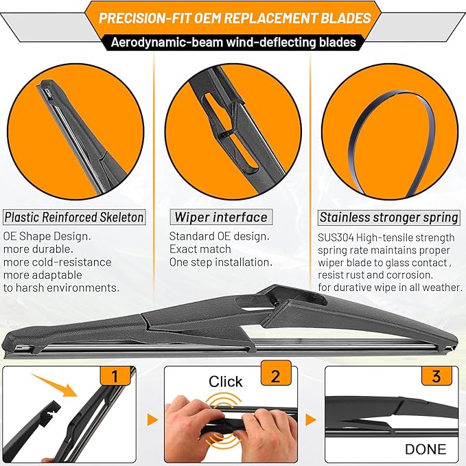 AUTOBOO 28"+21" Windshield Wipers with 12" Rear Wiper Blade Replacement for Mercedes-Benz ML-Class W164 2006-2011 ML320 ML350 ML550 ML63 2005-2012 X164 GL-Class W251 R-Class -Original Factory Quality