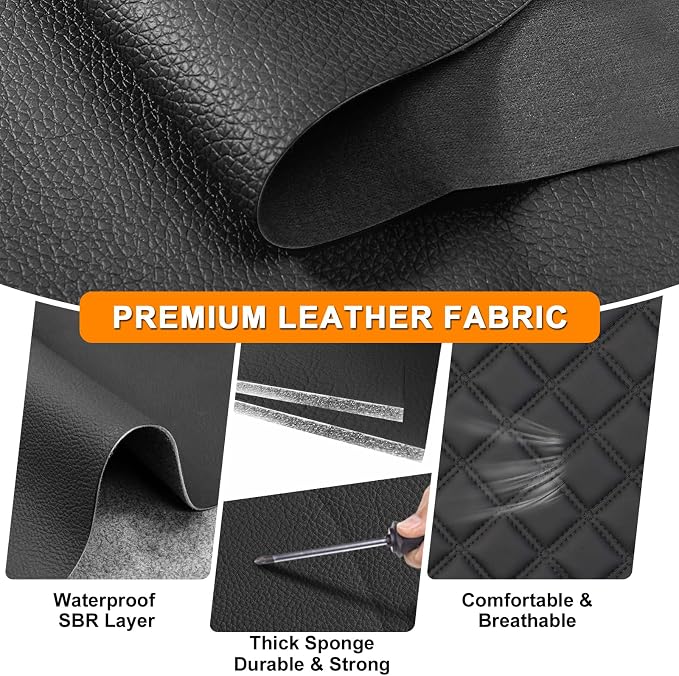 Industrial Vehicle Seat Cover for Skid Steer, Heavy Duty Leather Seat Cover, Compatible with John Deere, Caterpillar, Kubota, Bobcat, New Holland, Black