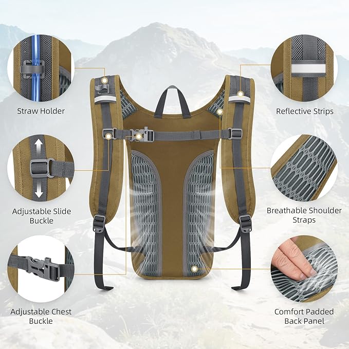 Maelstrom Tactical Hydration Backpack,Water Pack with 2L Water Bladder | BPA-free,MOLLE Compatibility,lightweight,insulated layer, Breathable back panel and shoulder,for running/hunting/cycling