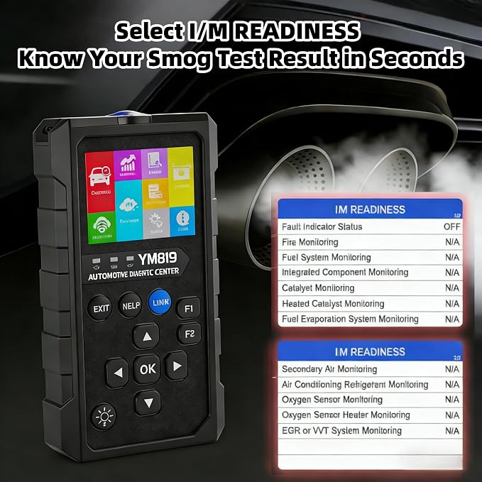 2-in-1 Handheld OBD2 Scanner, Bluetooth Car Diagnostic Tool with Built-in Screen, Auto Code Reader with Free App, Check Engine Light Reset, Live Data & I/M Readiness for 1996+ 12V Gasoline Vehicles