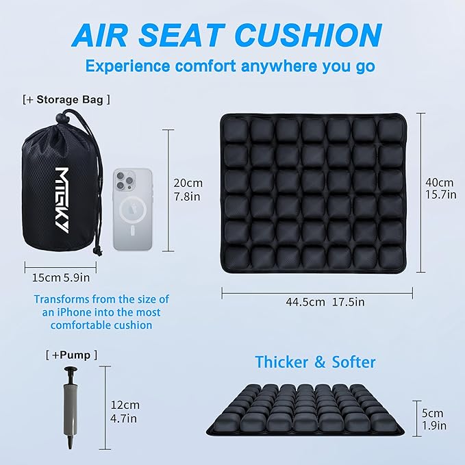 Sondor Travel Cushion,Portable & Adjustable Airplane seat Cushion for Long Flights,Inflatable Cushion for Wheelchair, Travel,Driving