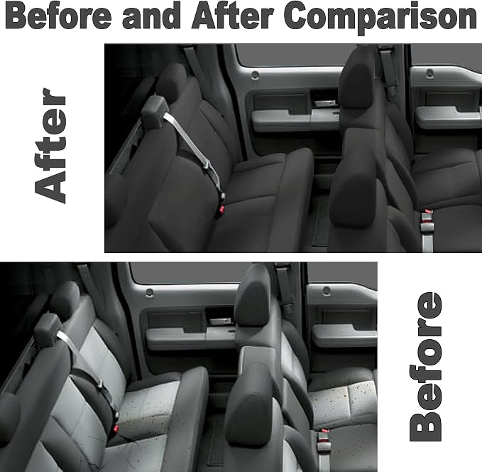 Custom Bench Seat Covers for Ford F150 XLT Super Cab 2004 2005 2006 2007 2008 Heavy Duty Cloth Protector Interior Accessories，Waterproof & Machine Washable - Black (Front & Rear)