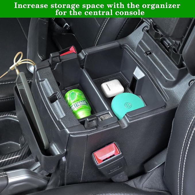 Center Console Organizer Bundle with Sun Visor Repair Kit Fitment for 2018-2022 2023 Jeep Wrangler JL JLU and Gladiator JT Accessories Gear Shift Side Tray Organizer,Hanging Armrest Storage Box