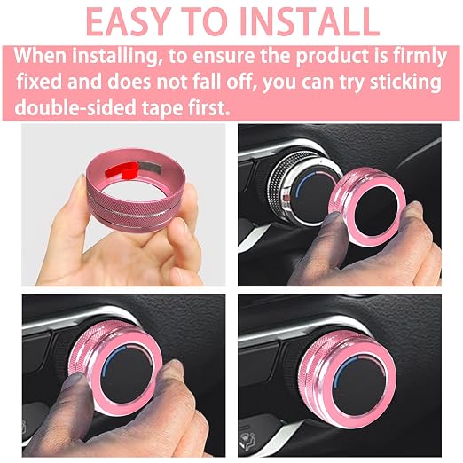 for Nissan Sentra 2025 2024 2020-2023 Accessories Knob Cover Set - Volume Tune Knob Covers, Air Conditioner, Air Vent Outlet Rings/Covers Push Start Stop Button Ring Trim for Sentra, 12Pcs (Pink)