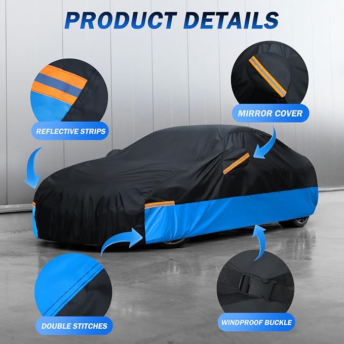 Car Cover Waterproof All Weather Outdoor Windproof Dustproof UV Protection Fit Tuck Cover Tacoma, Tundra, Titan, F-150, RAM 1500, Silverado 1500, Sierra 1500 etc.