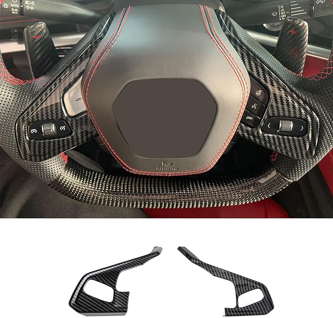 for C8 Corvette Carbon Fiber Steering Wheel Button Trim Accessories for Corvette C8 2020-2026 (Carbon Fiber)