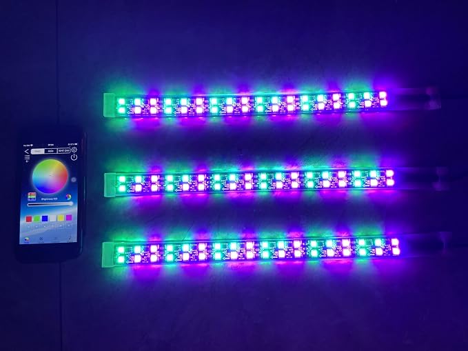 3PCS 1FT 2FT 3FT 4T 5FT 6.5FT Double Row Dual LEDs Dyanmic Symphony RGB Chasing Light Strips for Slingshot Wheel Car Truck Slingshot Hood Grille APP Remote (3PCS 1FT Double Row Light Strips)