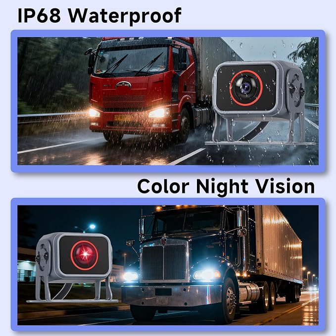 5 Channel Touchscreen Backup Camera Monitor for Truck/RV/Semi Trailer/Van/Cars, 10.1 Inch HD Night Vision Backup System, Music & Video Blind Spot Warning Loop Record Waterproof Reverse Cameras