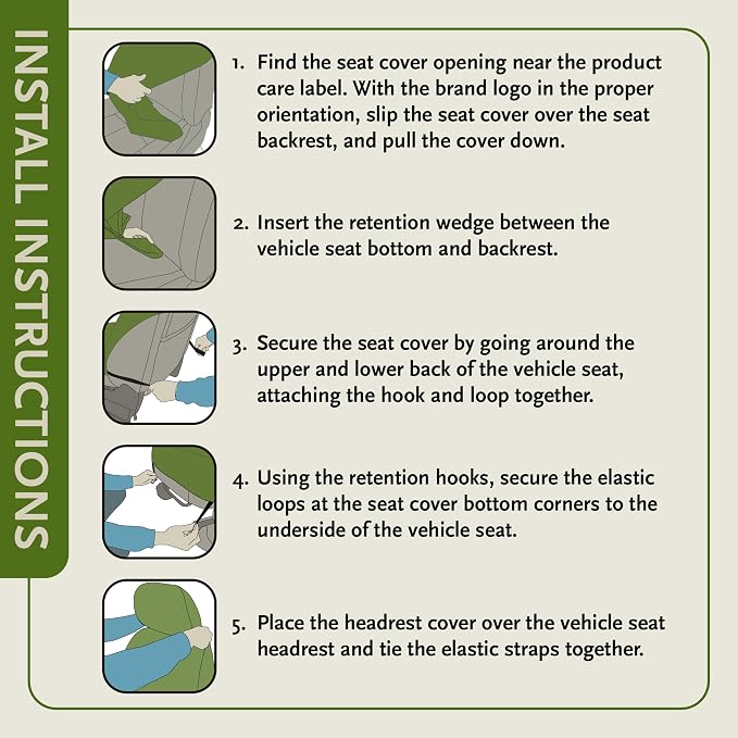 Ducks Unlimited Auto Seat Covers, Easy to Install Front and Bench Seat Covers for Car, Truck, and SUV, Mossy Oak Shadow Grass (Habitat), Low Back (Single)