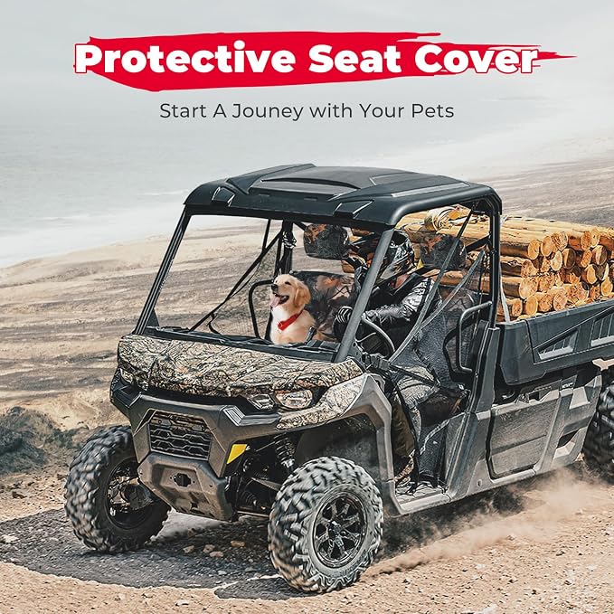 KEMIMOTO UTV Seat Covers Camo Split Bench Compatible with Can Am Defender | Scratch-resistant 1680D oxford fabric, Waterproof,Easy to Clean, hook and loop,w/Headrest Cover Front Two Doors Split Bench