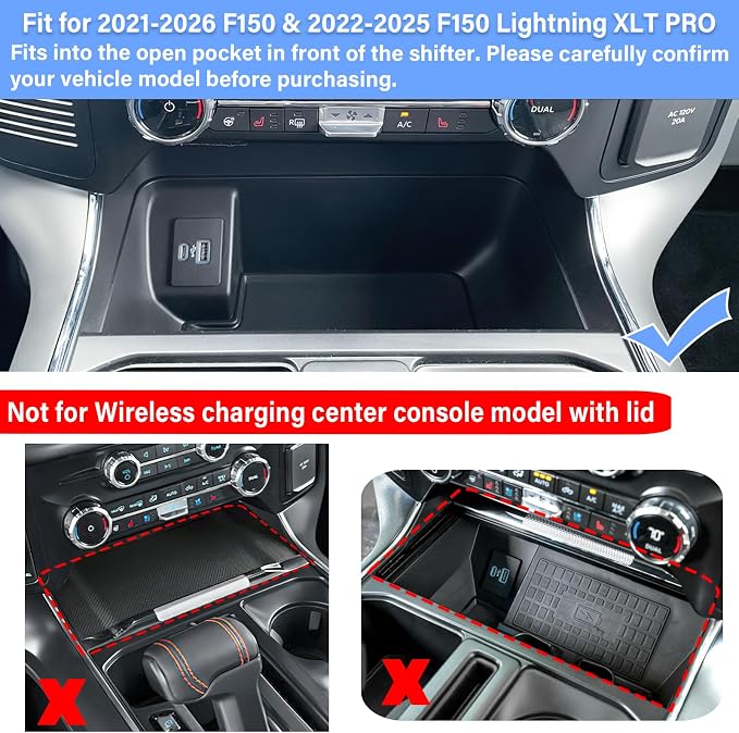 RAVOTOM Center Console Compartment Cover & Glove Box Organizer Compatible with 2022-2026 Ford F150 Accessories STX XL