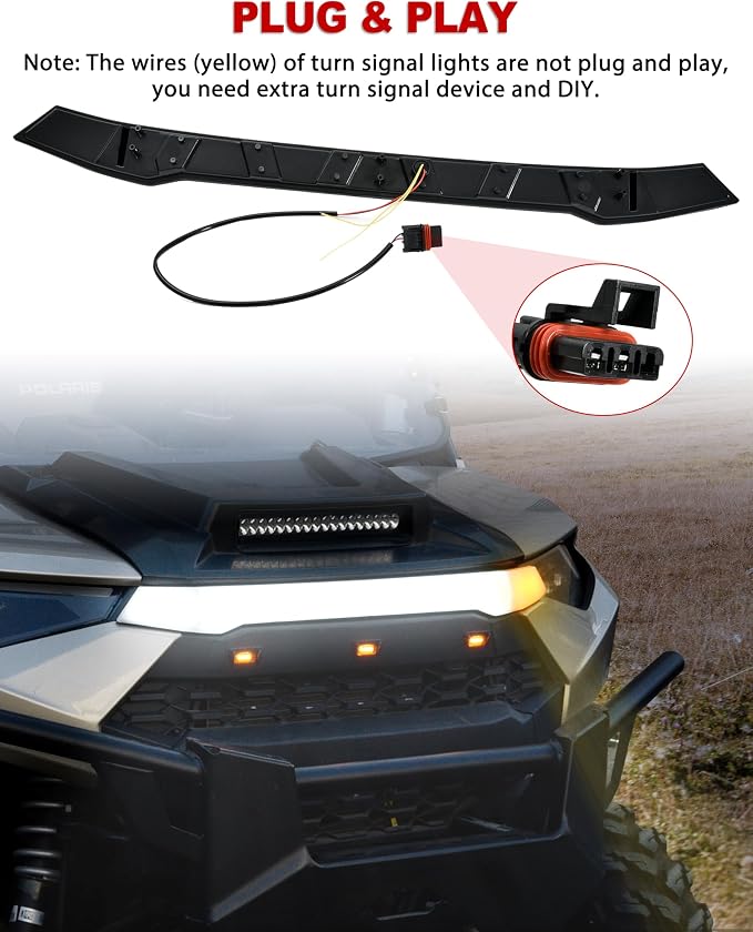 Front Accent Light for Polaris Ranger/Crew XP 1000 2019-2024 Accessories, Front Hood LED Auxiliary Daytime Running Light Turn Signal Lamp Upper Grille for Polaris Ranger, Plug & Play, 1PC