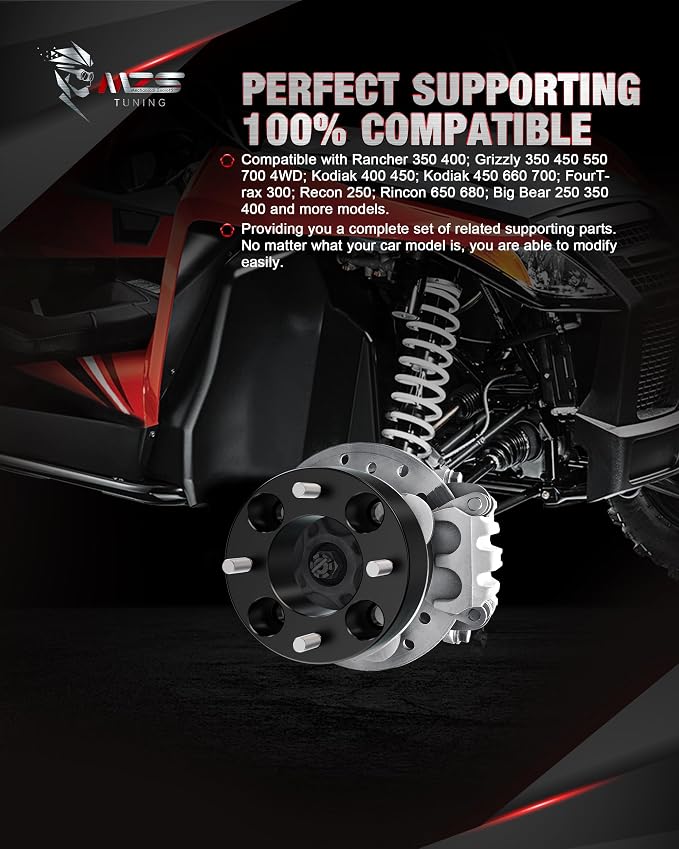 MZS 4x110 Wheel Spacers, 2" Thick Hub Center 74mm with M10×1.25 Studs Compatible with Rancher Grizzly Fourtrax Foreman King Quad Rhino ATV UTV- 4 Lug 4/110-2 Pack