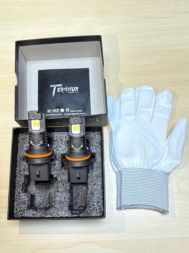 Termitor Brightest 9007/HB5 Light Bulbs, 80,000LM Brightness Hi/Low Beam, 6500K Cool White, 1:1 Halogen Size 9007 Off-road Fog Light, Plug-N-Play, No Adapter Required,IP68 Waterproof, Pack of 2