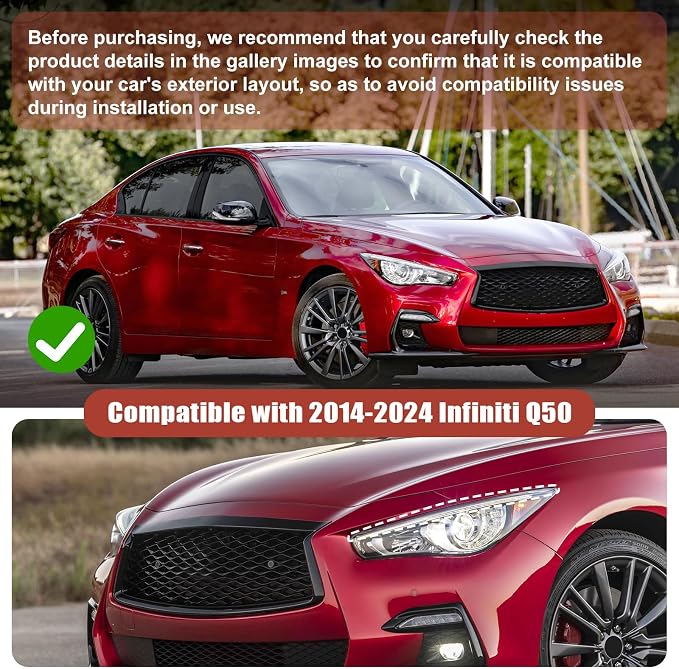 Real Carbon Fiber Headlight Eyebrows Eyelid Trim Compatible with Infiniti Q50 2014-2024, Exterior Decor Sticker Accessories