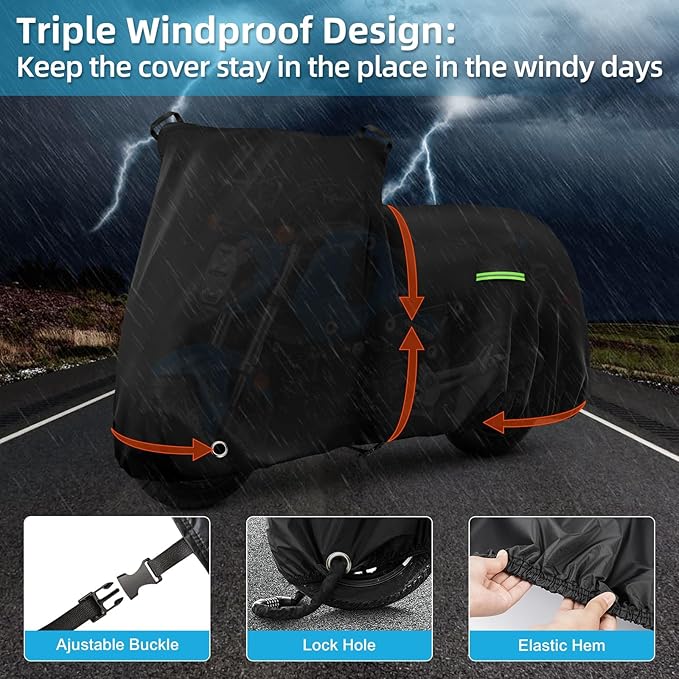 Motorcycle Cover Waterproof for Honda Grom MSX125/Navi/Monkey/2022 Benelli 135/2023 Grom, Heavy Duty Outdoor Sun UV Rain Dust All Weather Protection Motorbike Cover with Soft Cotton Lining & Lock Hole