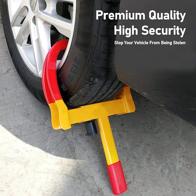 CARTMAN 1PK Heavy Duty Trailer Lock Wheel Clamp, Universal Security Tire Lock, Adjustable Anti Theft Lock for Trailers SUV Boats ATVs Motorcycles Golf Cart