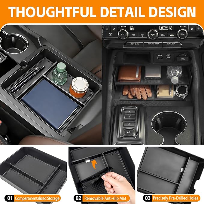 Center Console Organizer Armrest Tray Compatible with 2023-2026 Honda Pilot&2026 Honda Passport Storage Box Insert for Pilot Passport Accessories